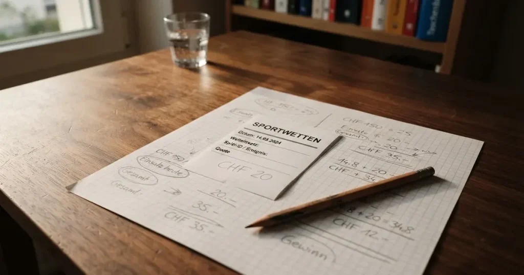 Ein Taschenrechner und ein Bleistift liegen auf kariertem Papier, auf dem nur handgezeichnete Striche und Kreise zu sehen sind.